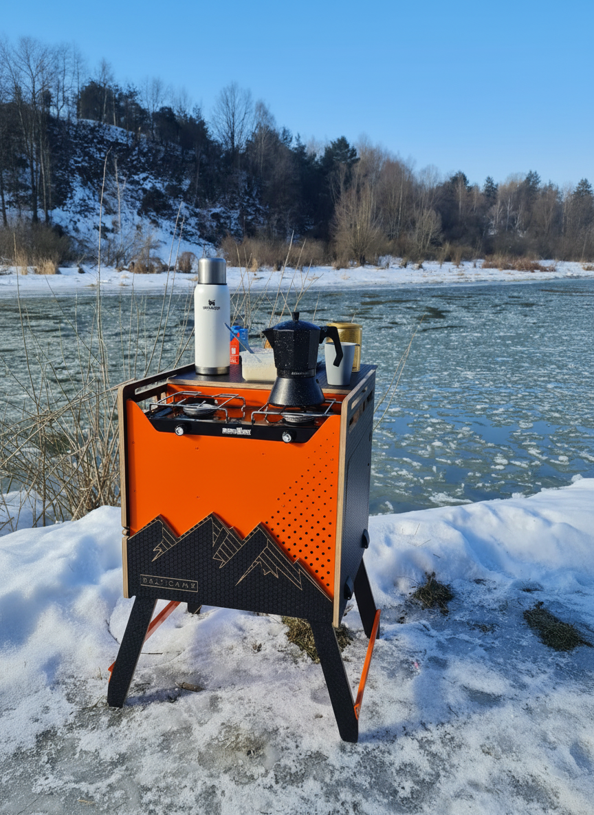 Balticamp kitchen by frozen river